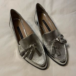 Silver tassels women’s loafers. French connection.